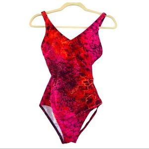 Speedo Swimsuit Women’s Size 6 One Piece Shirred Soft Cups Bra Absract Snakeskin